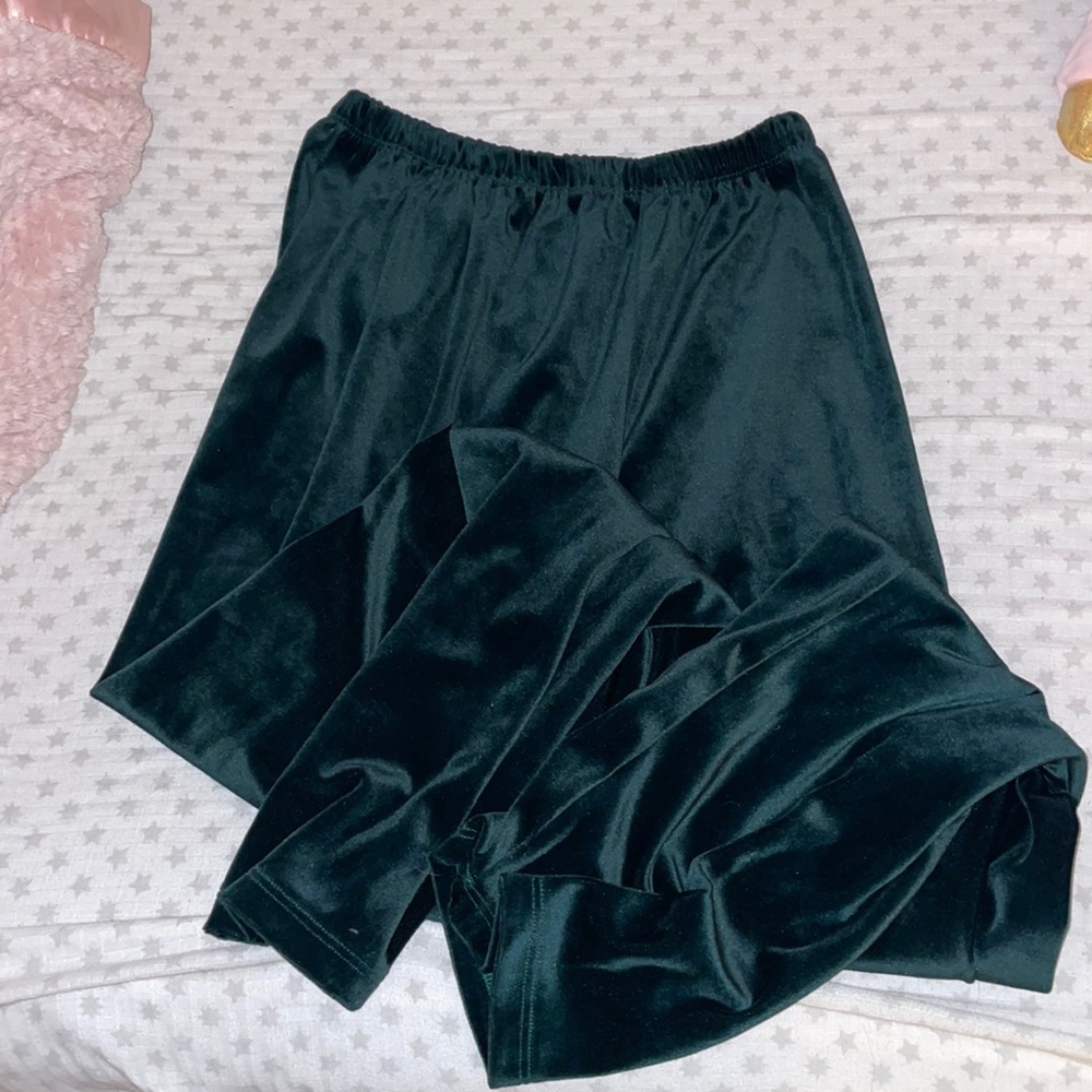 Green Velvet Vintage Flare Pants